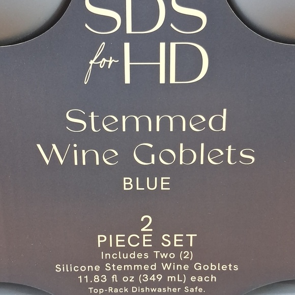 SDS For HD 2 Blue Silicone Stemmed Wine Goblets Dish Washer Safe 11.83 Fl Oz - Picture 4 of 5